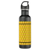 Moderne Elegante Gouden Stippen & Zwarte Strepen Waterfles (Voorkant)