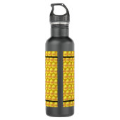 Moderne Elegante Gouden Stippen & Zwarte Strepen Waterfles (Achterkant)