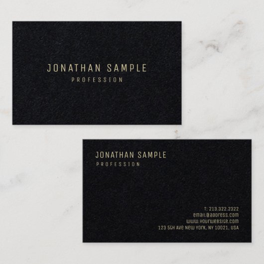 Moderne Elegante Gouden Tekst Eenvoudige Sjabloon Visitekaartje (Voorkant / Achterkant)