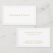 Moderne elegante gouden tekst witte minimalistisch visitekaartje (Voorkant / Achterkant)
