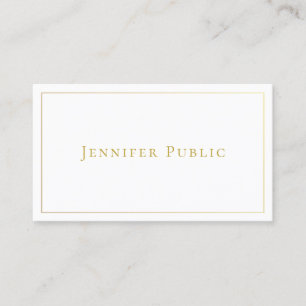 Moderne elegante gouden tekst witte minimalistisch visitekaartje