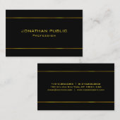 Moderne Elegante Gouden Tekst Zwart Professioneel  Visitekaartje (Voorkant / Achterkant)