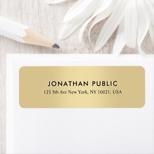 Moderne Elegante Gouden Template Retouradres Etiket (Insitu)