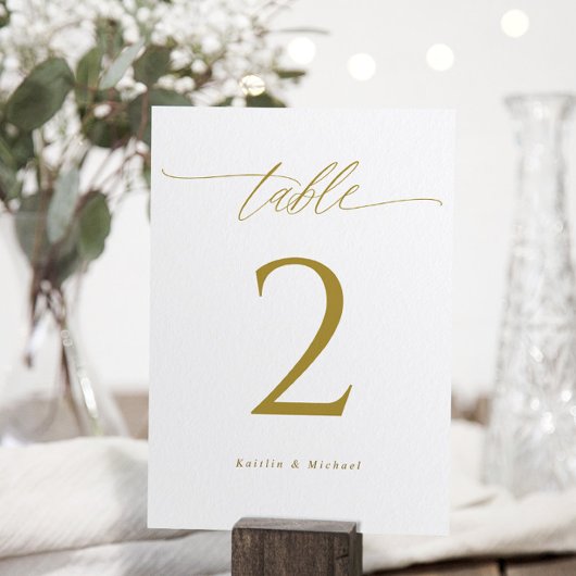 Moderne Elegante Gouden Trouw Dubbele Tafel Nummer