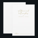 Moderne Elegante Gouden Trouw Wensen  Advieskaart<br><div class="desc">Deze moderne elegante gouden trouw wensen advieskaart is perfect voor een rustieke bruiloft. Het eenvoudige en elegante ontwerp bevat klassieke, gouden en fancy script typografie. Deze kaarten zijn perfect voor een bruiloft, bruidsfeest, baby shower, diploma-uitreiking & meer. Personaliseer de kaarten met de namen van de bruid en bruidegom, aanstaande ouders...</div>