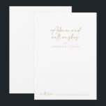 Moderne Elegante Gouden Trouw Wensen  Advieskaart<br><div class="desc">Deze moderne elegante gouden trouw wensen advieskaart is perfect voor een rustieke bruiloft. Het eenvoudige en elegante ontwerp bevat klassieke, gouden en fancy script typografie. Deze kaarten zijn perfect voor een bruiloft, bruidsfeest, baby shower, diploma-uitreiking & meer. Personaliseer de kaarten met de namen van de bruid en bruidegom, aanstaande ouders...</div>