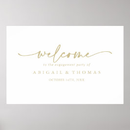 Moderne Elegante Gouden Trouwfeest Welkom Poster