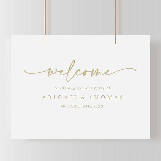 Moderne Elegante Gouden Trouwfeest Welkom Poster