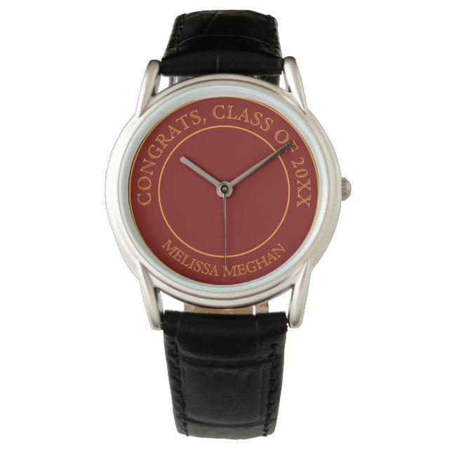 Moderne Elegante Gouden Typografie Afstuderen Foto Horloge (Voorkant)