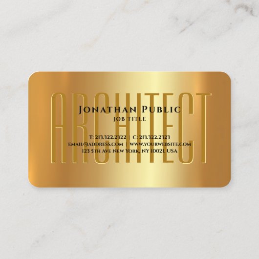 Moderne Elegante Gouden Typografie Script Architec Visitekaartje (Achterkant)
