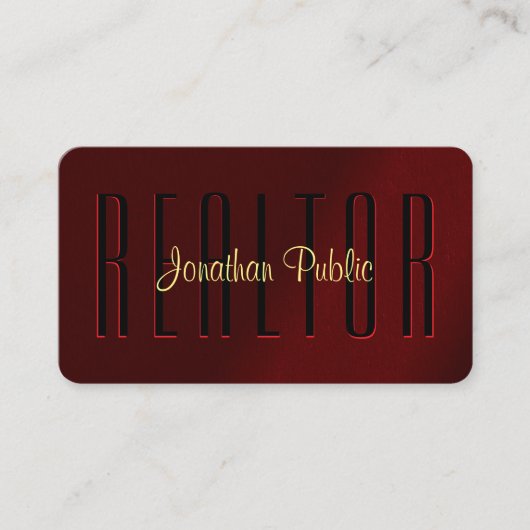 Moderne Elegante Gouden Typografie Script Naam Rea Visitekaartje (Voorkant)