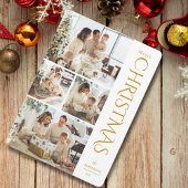 Moderne Elegante Gouden Vier Fotocollage Kerstmis Feestdagenkaart