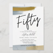 Moderne Elegante Gouden VIJFTIG 50e Verjaardagsfee Kaart (Voorkant)