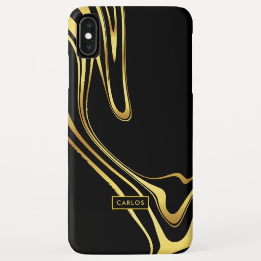 Moderne elegante gouden wervelingen op zwart Case-Mate iPhone case (Achterkant)