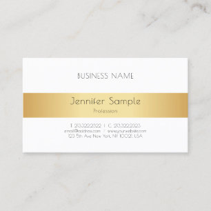 Moderne Elegante Gouden Witte Gepersonaliseerde Sj Visitekaartje