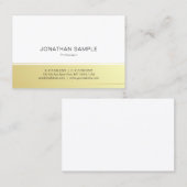 Moderne Elegante Gouden Witte Professionele Koele Visitekaartje (Voorkant / Achterkant)