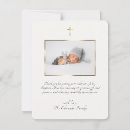 Moderne Elegante Gouden & Zwarte Calligrafie Doop Bedankkaart