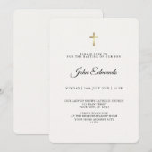 Moderne Elegante Gouden & Zwarte Calligrafie Doop Kaart (Voorkant / Achterkant)