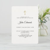 Moderne Elegante Gouden & Zwarte Calligrafie Doop Kaart (Staand voorkant)