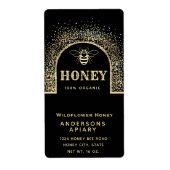 Moderne elegante gouden zwarte honingpot etiket (Voorkant)