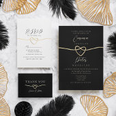 Moderne Elegante Gouden Zwarte Huwelijksuitnodigin Kaart