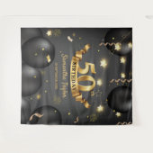 Moderne elegante Gouden zwarte verjaardag achtergr Wandkleed (Voorkant (horizontaal))