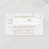 Moderne elegante goudfolie scripttekenmarmer afsprakenkaartje (Achterkant)