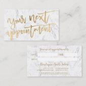 Moderne elegante goudfolie scripttekenmarmer afsprakenkaartje (Voorkant / Achterkant)