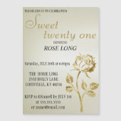 Moderne, elegante goudRoos bespaart datum Magnetische Uitnodiging (Voorkant)