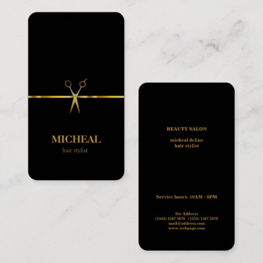 Moderne, elegante grafische vormgeving Gold Black  Visitekaartje (Voorkant / Achterkant)