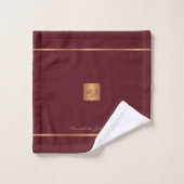 Moderne elegante granaat chic monogrammed strepen bad handdoek (Wasdoekje)