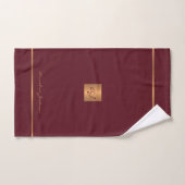 Moderne elegante granaat chic monogrammed strepen bad handdoek (Handdoek)