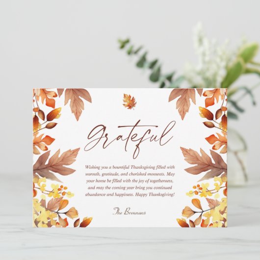 Moderne Elegante Grateful Herfst Thanksgiving Feestdagenkaart (Staand voorkant)