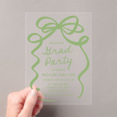 Moderne Elegante Green Bow Graduation Party Acryl Uitnodigingen (Insitu (Draagbaar))