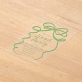 Moderne Elegante Green Bow Graduation Party Acryl Uitnodigingen (Laagn)