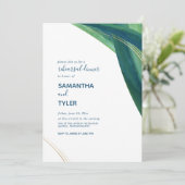 Moderne, elegante Green & Navy Rehearsal Invite Kaart (Staand voorkant)