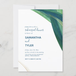 Moderne, elegante Green & Navy Rehearsal Invite Kaart