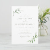 Moderne Elegante Greenery Wedding Uitnodigingen (Staand voorkant)