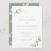 Moderne Elegante Greenery Wedding Uitnodigingen (Voorkant / Achterkant)