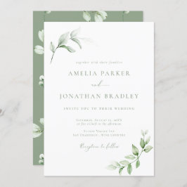 Moderne Elegante Greenery Wedding Uitnodigingen