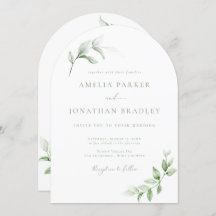 Moderne Elegante Greenery Wedding Uitnodigingen