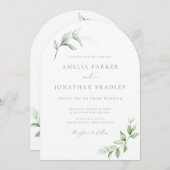 Moderne Elegante Greenery Wedding Uitnodigingen (Voorkant / Achterkant)