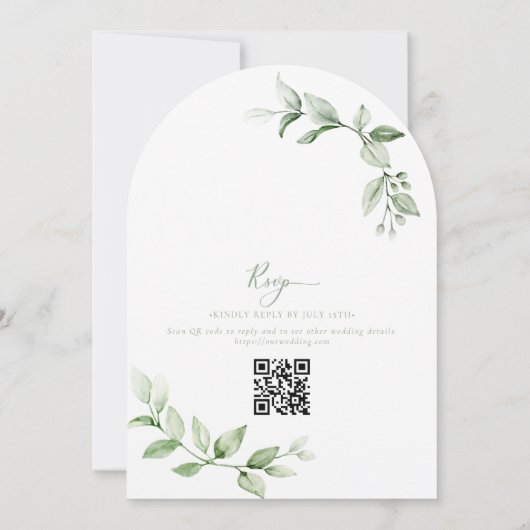 Moderne Elegante Greenery Wedding Uitnodigingen (Achterkant)
