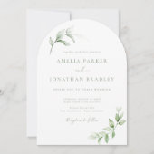 Moderne Elegante Greenery Wedding Uitnodigingen (Voorkant)