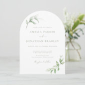 Moderne Elegante Greenery Wedding Uitnodigingen (Staand voorkant)