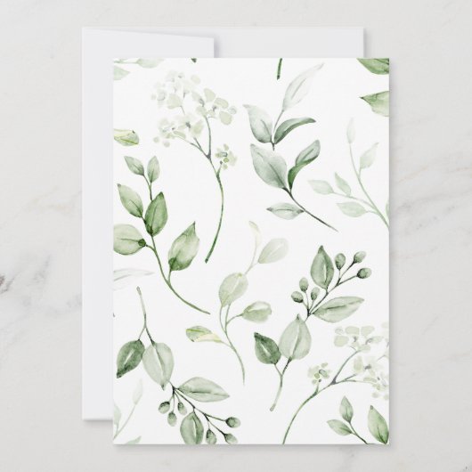Moderne Elegante Greenery Wedding Uitnodigingen (Achterkant)