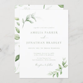 Moderne Elegante Greenery Wedding Uitnodigingen