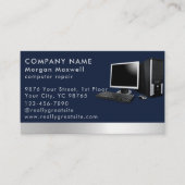 Moderne Elegante Grijze Blauwe Kringscomputer QR c Visitekaartje (Voorkant)