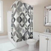 Moderne Elegante Grijze Bloemen Douchegordijn (In situ)