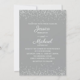 Moderne Elegante Grijze en Zilveren Glitter Bruilo Kaart